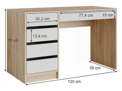Schminktisch branco/sonoma 120x55x75 sherry