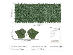 Sebe Artificial SucceBuy Cerca de Folhas de Hera com 99.06 x 248.92 cm de Hera Artificial com Revestimento de Malha