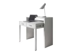 Secretária Billings, Secretária com tampo extensível, Secretária para PC com 2 gavetas, 99x36h88 cm, Branco
