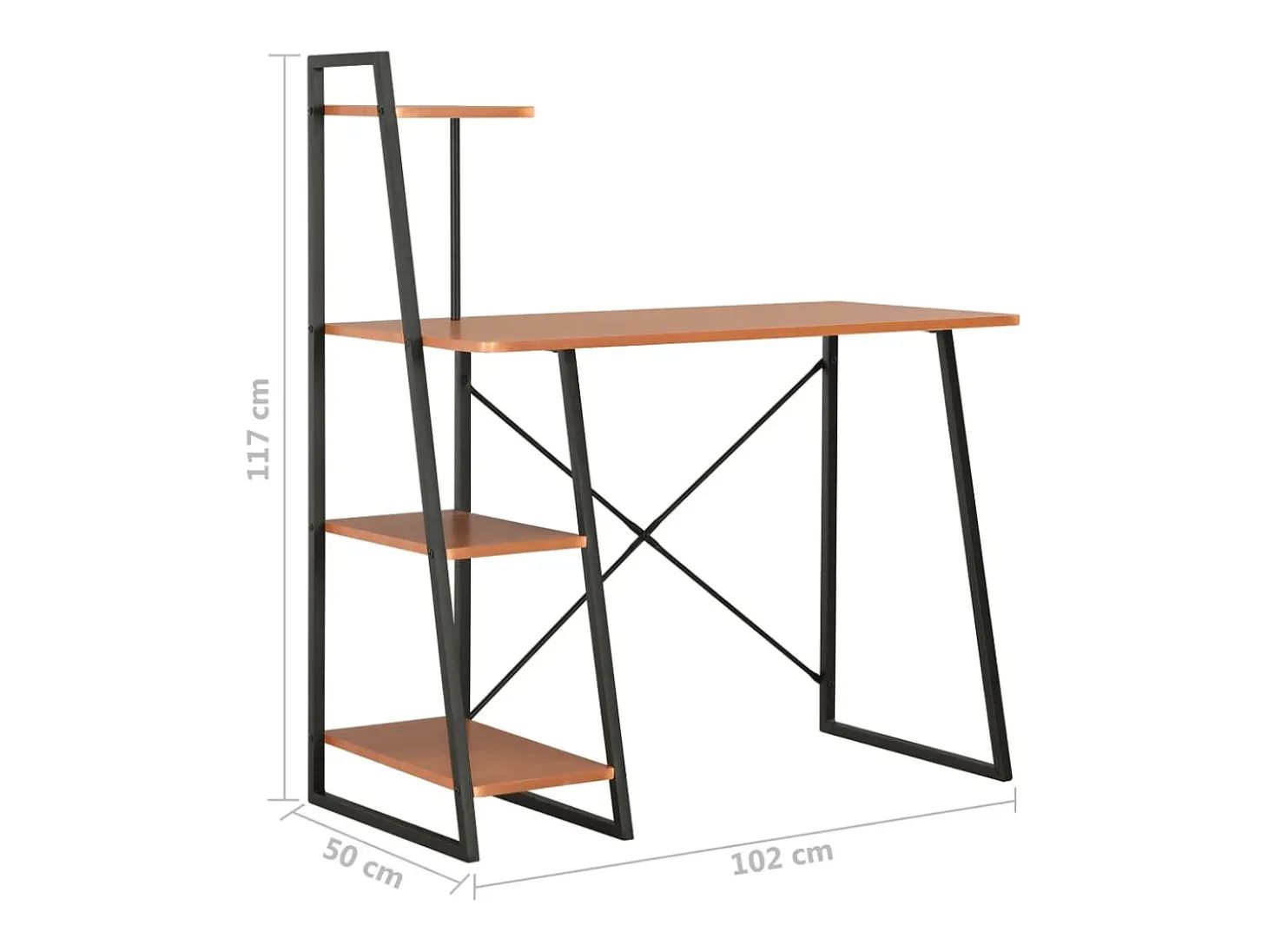 Secretária c/ unidade prateleiras 102x50x117cm preto e castanho