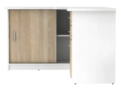 Secretária canto 2 portas, 2 gavetas Branco e carvalho NORWY