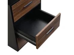 Secretária 140*60cm - estilo industrial - com suporte para computador e armário amovível - Castanho
