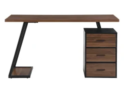 Secretária 140*60cm - estilo industrial - com suporte para computador e armário amovível - Castanho