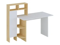Secretária com 1 armário e 4 nichos branco e natural - MONTOLANIA