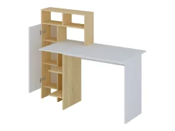 Secretária com 1 armário e 4 nichos branco e natural - MONTOLANIA