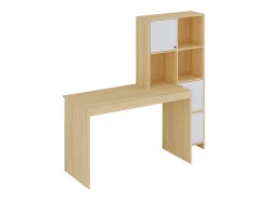 Secretária com 3 armários e 3 nichos cor natural e branco - ALIOBINI