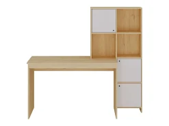 Secretária com 3 armários e 3 nichos cor natural e branco - ALIOBINI