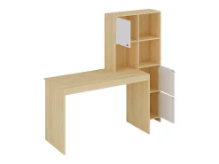 Secretária com 3 armários e 3 nichos cor natural e branco - ALIOBINI