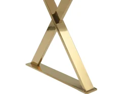 Secretária com 2 gavetas em MDF lacado e metal branco e dourado PLEISA