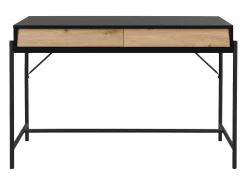 Secretária com 2 gavetas em MDF e metal cor preta e natural - VUORIA