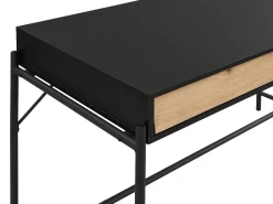 Secretária com 2 gavetas em MDF e metal cor preta e natural - VUORIA