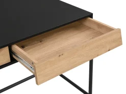 Secretária com 2 gavetas em MDF e metal cor preta e natural - VUORIA