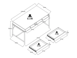 Secretária com 2 gavetas em MDF e metal cor preta e natural - VUORIA