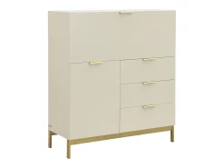 Secretária com 2 portas e 3 gavetas em MDF e metal cor bege - ERWIN