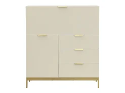 Secretária com 2 portas e 3 gavetas em MDF e metal cor bege - ERWIN