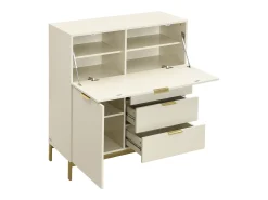 Secretária com 2 portas e 3 gavetas em MDF e metal cor bege - ERWIN