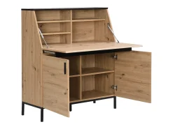 Secretária com 2 portas em MDF natural e preto - MALEDA