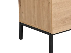 Secretária com 2 portas em MDF natural e preto - MALEDA