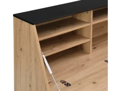 Secretária com 2 portas em MDF natural e preto - MALEDA