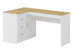 Secretária com arrumação em cor branco e natural - RIDOVA