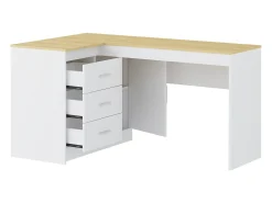 Secretária com arrumação em cor branco e natural - RIDOVA