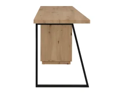 Secretária com espaços de arrumação 1 gaveta e 1 porta MDF cor carvalho e aço preto GOTAMA