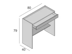 Secretária Dbeltra, Secretária moderna com gaveta, Mesa de estudo ou escritório para porta-livros para PC, 100% Fabricado em Itália, 80x40h79 cm, Branco e Carvalho