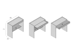 Secretária Dbeltra, Secretária moderna com gaveta, Mesa de estudo ou escritório para porta-livros para PC, 100% Fabricado em Itália, 80x40h79 cm, Branco e Carvalho