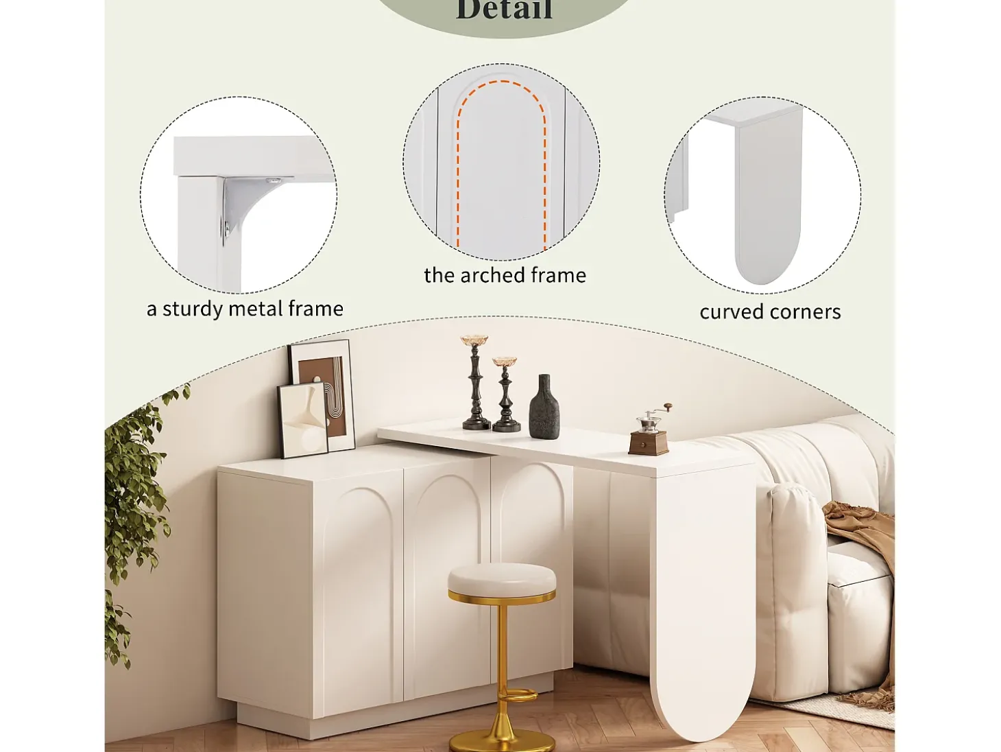 Secretária de canto com 3 gavetas e 2 portas de vime - 126 x 40 x 75 cm - MDF - Branco