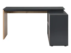 Secretária de canto com 2 portas de correr em MDF cor natural e preto - COLIOBA