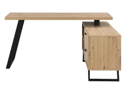 Secretária de canto com arrumação em MDF cor natural e preto - NAYARO