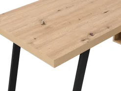 Secretária de canto com arrumação em MDF cor natural e preto - NAYARO