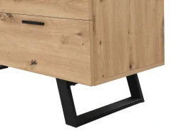 Secretária de canto com arrumação em MDF cor natural e preto - NAYARO