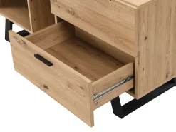 Secretária de canto com arrumação em MDF cor natural e preto - NAYARO