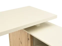 Secretária de canto com arrumação em MDF bege e natural - LONAMI
