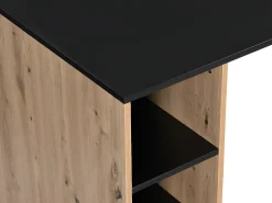Secretária de canto com espaços de arrumação em MDF natural e preto - ROMIARA
