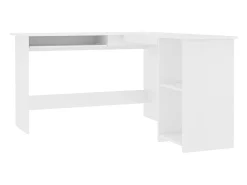 Secretária de canto forma L 120x140x75 cm contraplacado branco