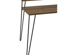 Secretária de computador em forma de L com tampo elevável em MDF cinzento rústico