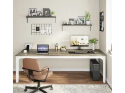 Secretária de computador, secretária para portátil, secretária de estudo, secretária para computador portátil, secretária dupla longa para escritório em casa, quarto, 200 x 70 x 75 cm, carvalho