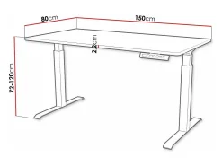 Secretária de trabalho com altura ajustável Charlotte 195, 72x150x80cm