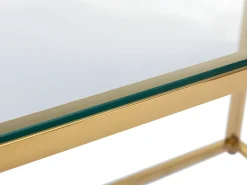 Secretária design em vidro temperado transparente e aço dourado - CLOTILDE