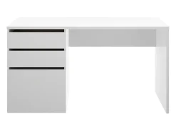 Secretária Dgabbi, Secretária multiusos para escritório ou quarto, Mesa de estudo linear com 2 gavetas e 1 porta, 139x60h75 cm, Branco