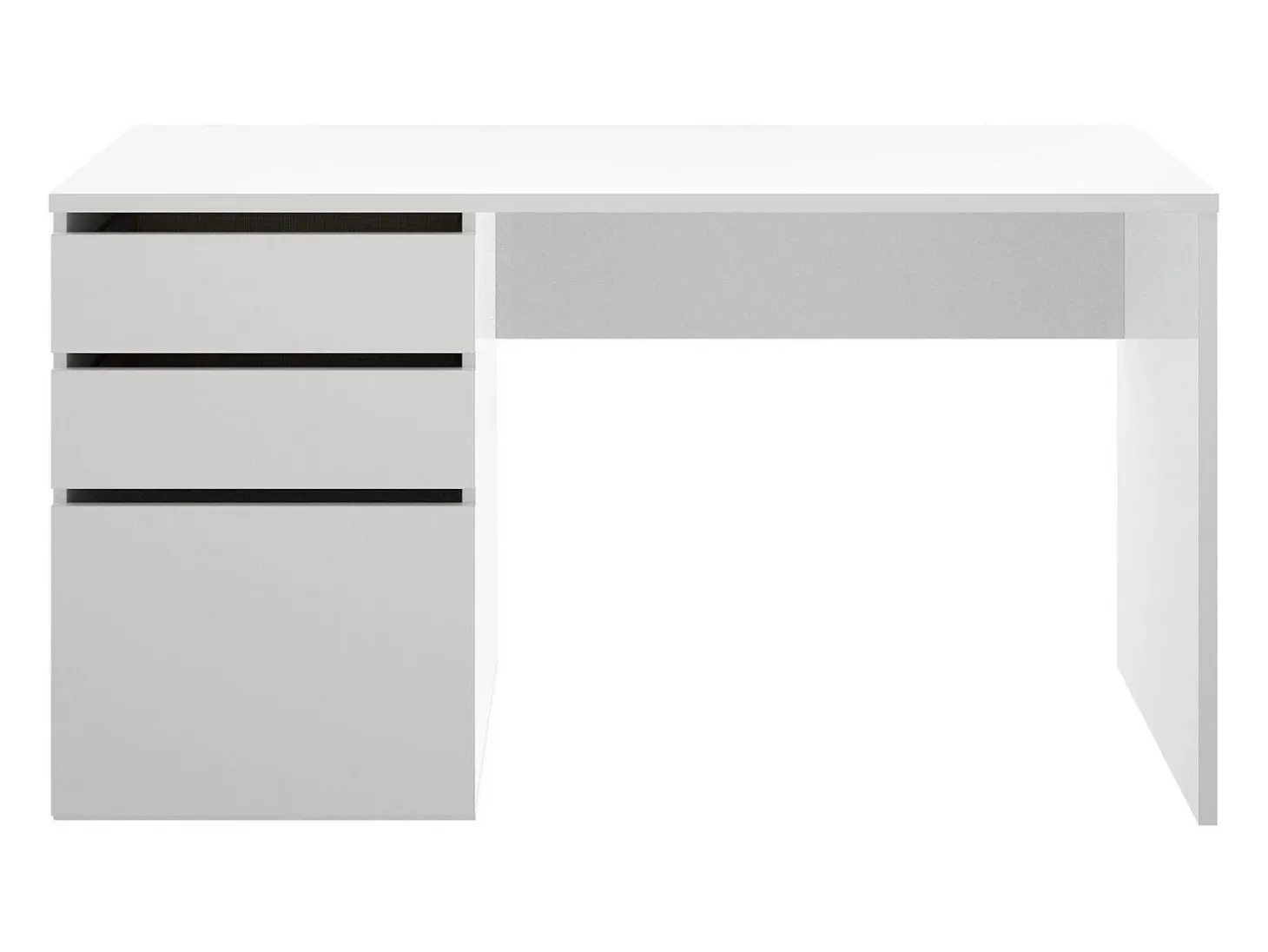 Secretária Dgabbi, Secretária multiusos para escritório ou quarto, Mesa de estudo linear com 2 gavetas e 1 porta, 139x60h75 cm, Branco