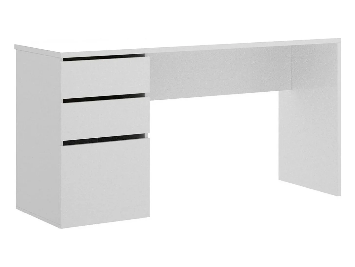 Secretária Dgabbi, Secretária multiusos para escritório ou quarto, Mesa de estudo linear com 2 gavetas e 1 porta, 139x60h75 cm, Branco