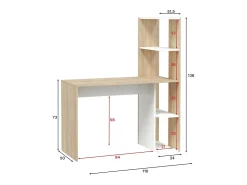 Secretária Dlup, secretária linear com estante, mesa de escritório multiusos que economiza espaço, 110x52h136 cm, Branco e Carvalho