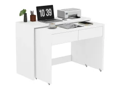 Secretária dobrável 2 em 1 - 110 x 40 x 78 cm - Prateleira de secretária + cómoda com 2 gavetas - aglomerado - branco