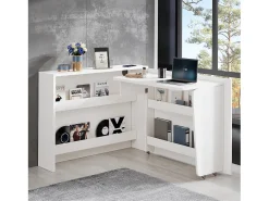 Secretária dobrável com carregador sem fios - 115 x 51 x 93 cm - Aparador e secretária 2 em 1 - aglomerado - branco