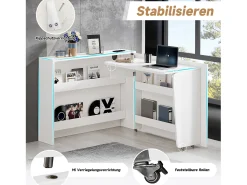Secretária dobrável com carregador sem fios - 115 x 51 x 93 cm - Aparador e secretária 2 em 1 - aglomerado - branco