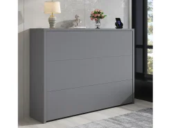 Secretária dobrável com carregador sem fios - 115 x 51 x 93 cm - Aparador e secretária 2 em 1 - aglomerado - cinzento