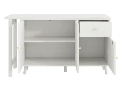 Secretária e aparador 2 em 1 - 120 x 40 x 74,5 cm - rotação 360° - com 3 portas + 1 gaveta - aglomerado - branco